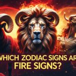 Fiery digital artwork of Aries, Leo, and Sagittarius zodiac signs with glowing flames and cosmic energy