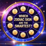 Colorful astrology-themed image with a glowing zodiac wheel highlighting the smartest zodiac signs and bold text reading 'Which Zodiac Sign Are the Smartest?' over a vibrant cosmic background.